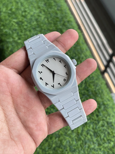 Arabic Aura White Men’s Watch – Premium Quality | Stylish & Elegant Design | Durable Stainless Steel Strap | Luxury Men’s Wrist Watch