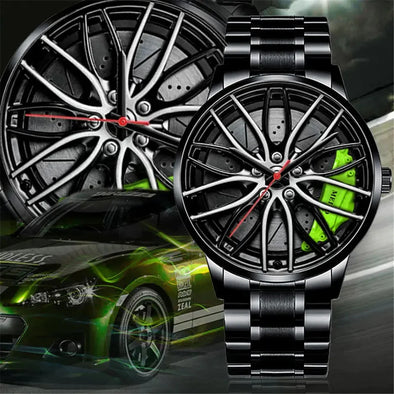 Rotating Wheel Dial Watch for Men New Fashion Stainless Steel Car Wheel Watch for Boys Premium Quality Watch for Gents Elegant Watch for Gift
