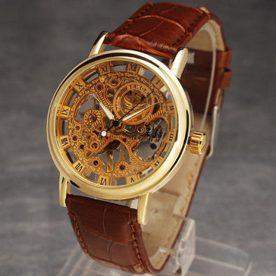 Brown Leather Skeleton Watche for Men | Leather Strap Skeleton Watch for Men | Best Skeleton Watch for Men and Boys